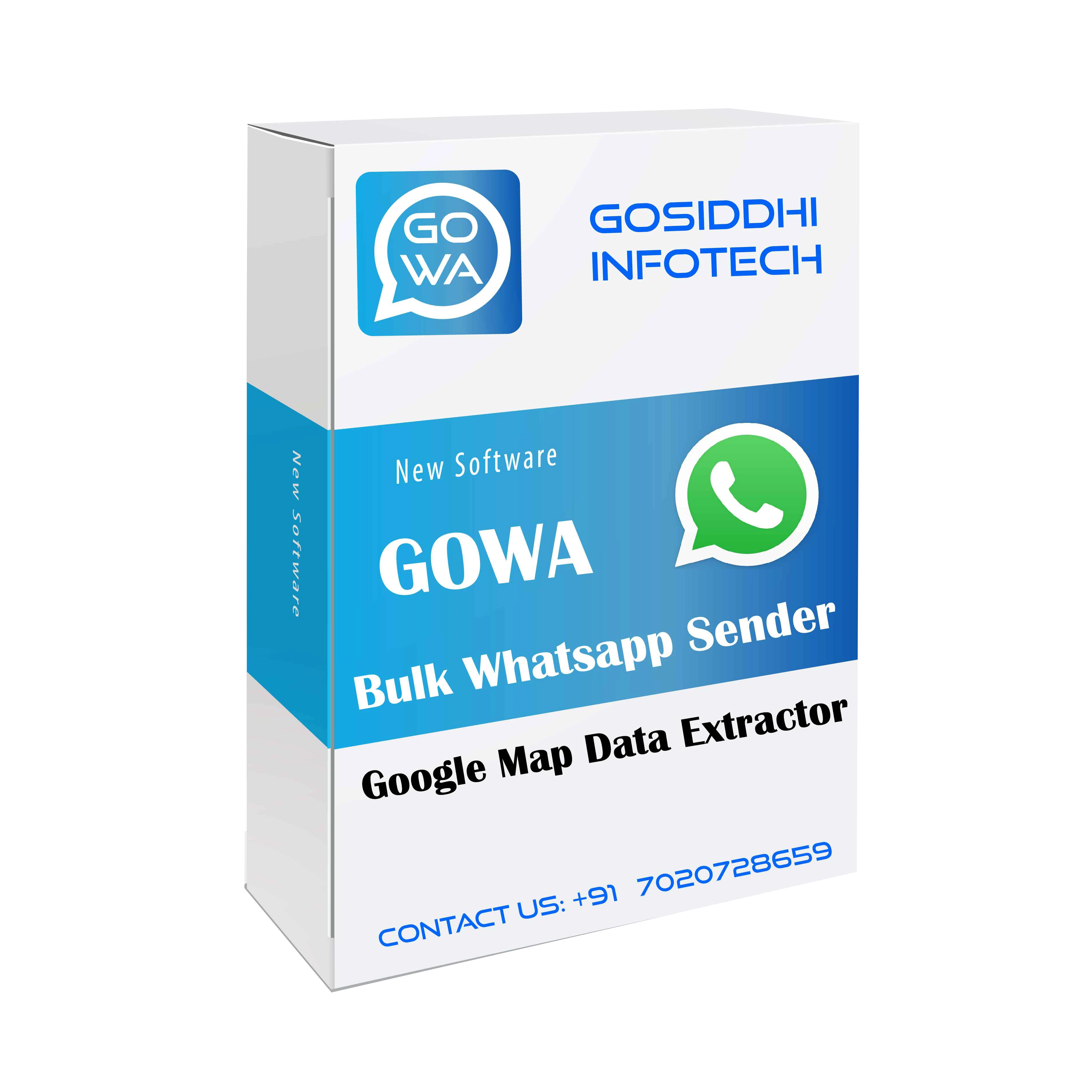GOWA- Bulk Whatsapp Sending Softwar | Google Map Data Extractor (1 Year )